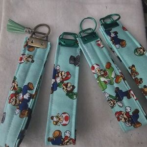 Aqua Cartoon Character Key Wristlet Strap